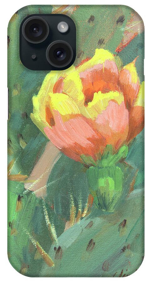 Cactus iPhone Case featuring the painting Prickly Pear Cactus Bloom by Diane McClary