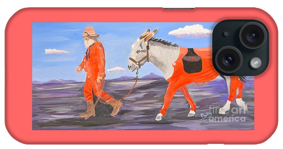 Old Miner iPhone Case featuring the painting Prospector and Pal by Phyllis Kaltenbach