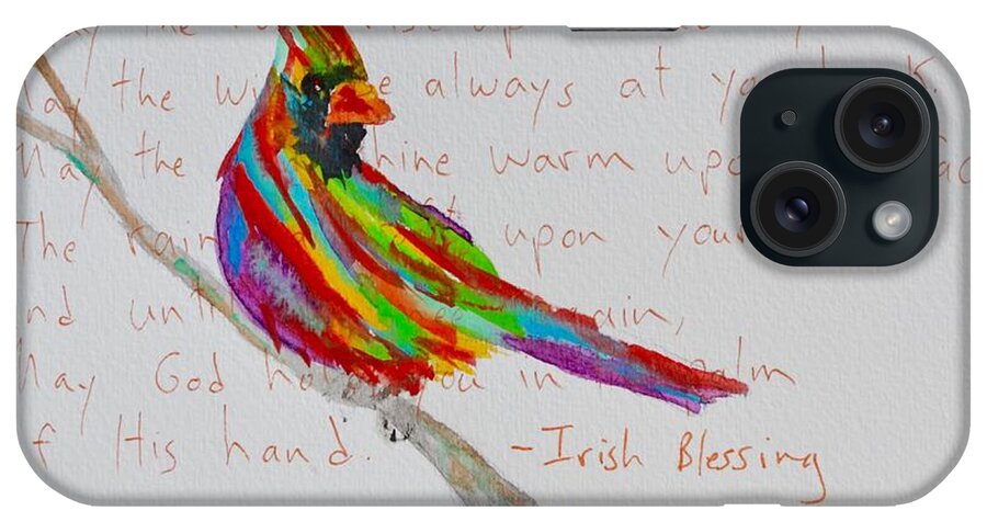 Cardinal iPhone Case featuring the painting Proud Cardinal With Blessing by Beverley Harper Tinsley