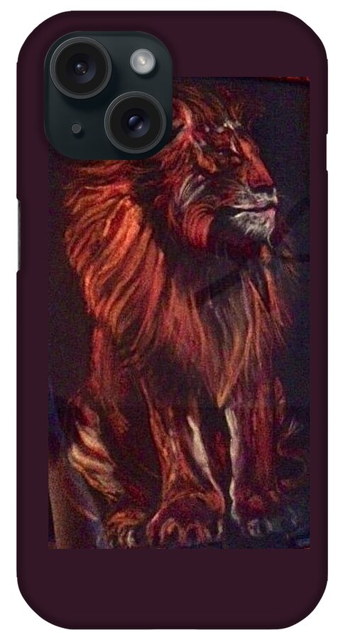 Lion iPhone Case featuring the pastel Proud King by Ellen Canfield