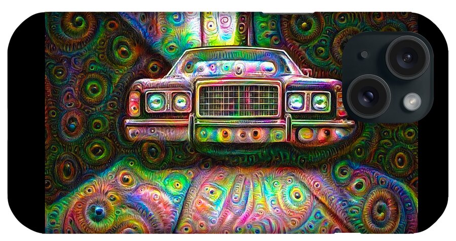 Car iPhone Case featuring the digital art Psychedelic deep dream car by Matthias Hauser