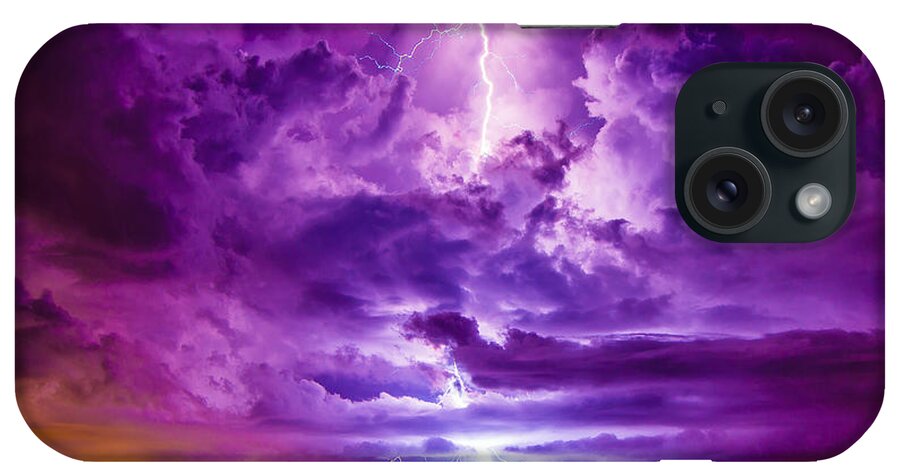 Psychedelic iPhone Case featuring the photograph Psychedelic Lightning Seascape by Stephen Whalen