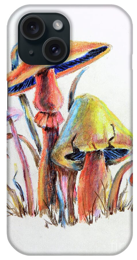 Mushrooms iPhone Case featuring the painting Psychedelic Mushrooms by Pattie Calfy