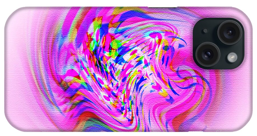 Digital Art iPhone Case featuring the digital art Psychedelic Swirls on Lollypop Pink by Kaye Menner