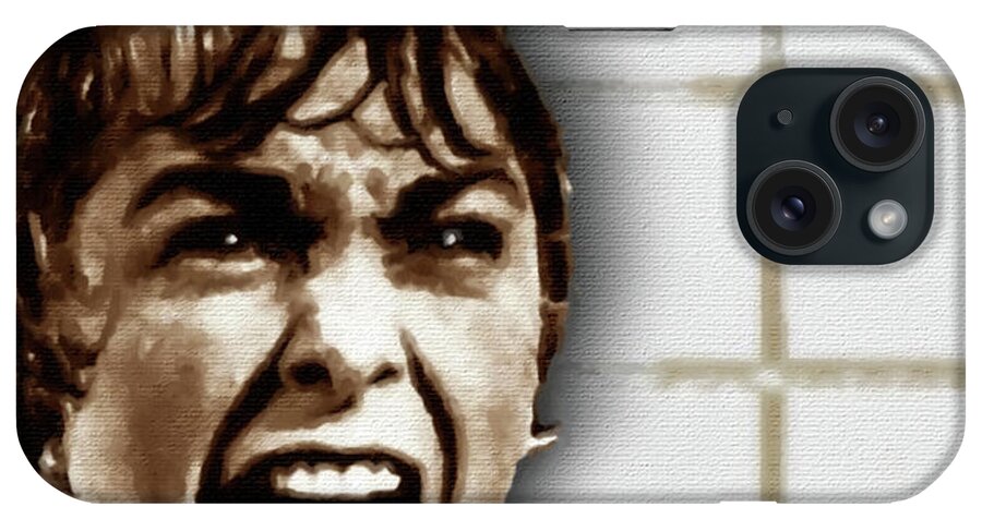 Janet Leigh iPhone Case featuring the painting Psycho by Alfred Hitchcock, with Janet Leigh Shower Scene V Color by Tony Rubino