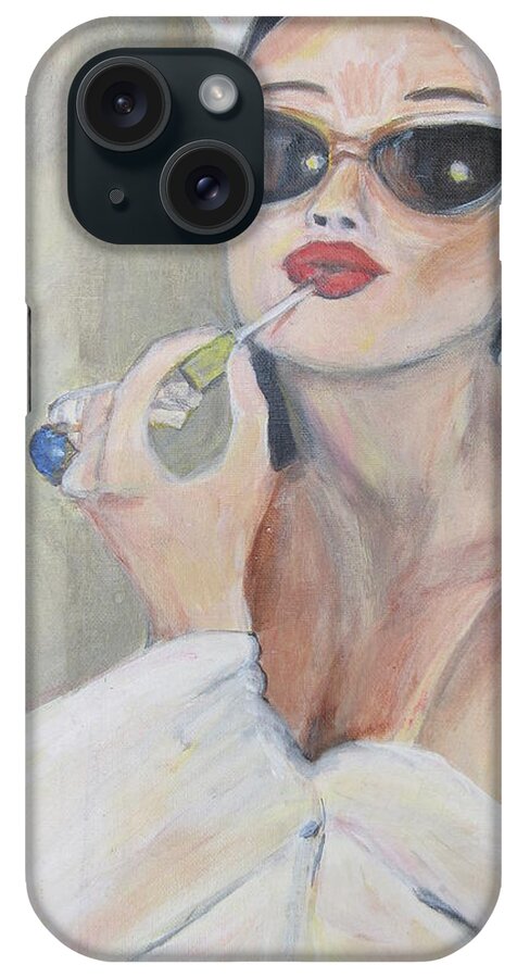 Woman iPhone Case featuring the painting Pucker Up by Denice Palanuk Wilson
