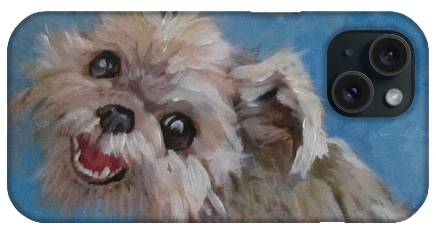Dog iPhone Case featuring the painting Pudgy Smiles by Barbara O'Toole