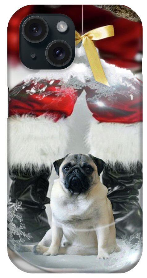 Pug iPhone Case featuring the photograph Pug and Santa by Jackson Pearson