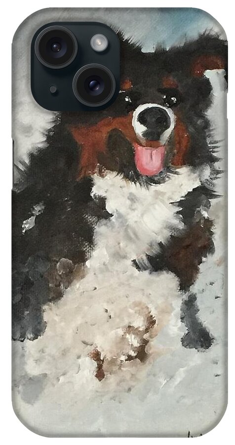 Puppy iPhone Case featuring the painting Puppy D by Ryszard Ludynia