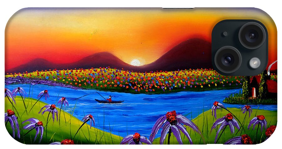  iPhone Case featuring the painting Purple Cone Flowers At Dusk #2 by James Dunbar