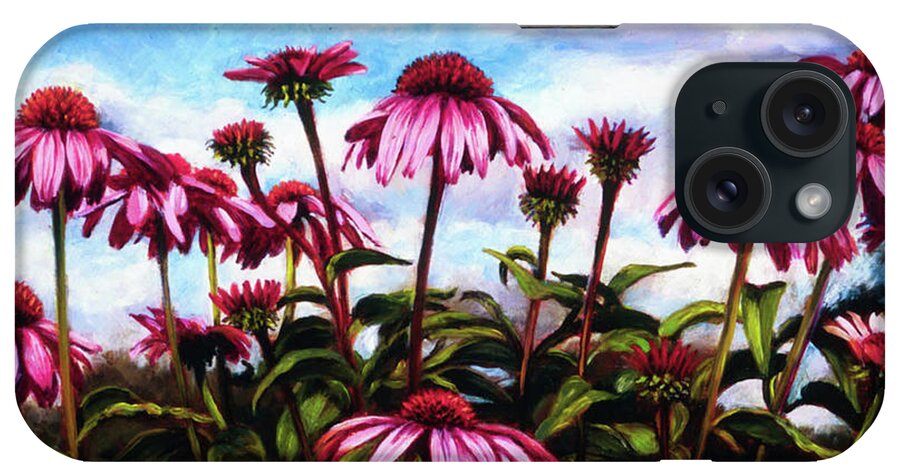 Flowers iPhone 15 Case featuring the painting Purple Coneflowers by Marie Witte