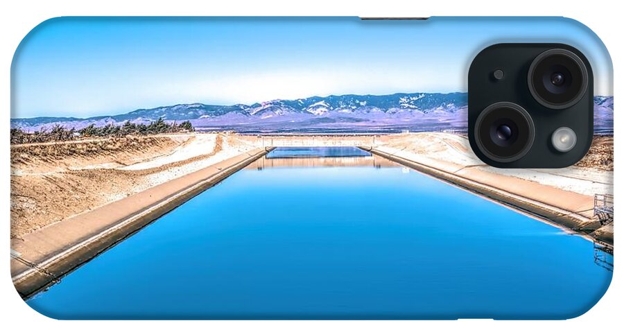 Purple Mountains Majesty; Snowcapped Mountains; California Aqueduct; River; Stream; Creek; Flowing Water; Running Water; Mojave Desert; Mohave Desert; Antelope Valley; Fairmont; Joe Lach; Reflection iPhone Case featuring the photograph Purple Mountains Majesty by Joe Lach