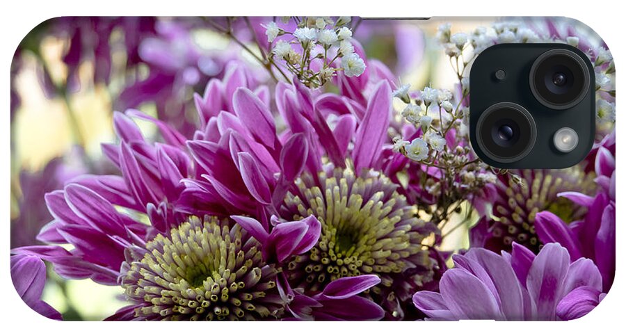 Purple iPhone Case featuring the photograph Purple Pink Yellow and White Bouquet. by Elena Perelman