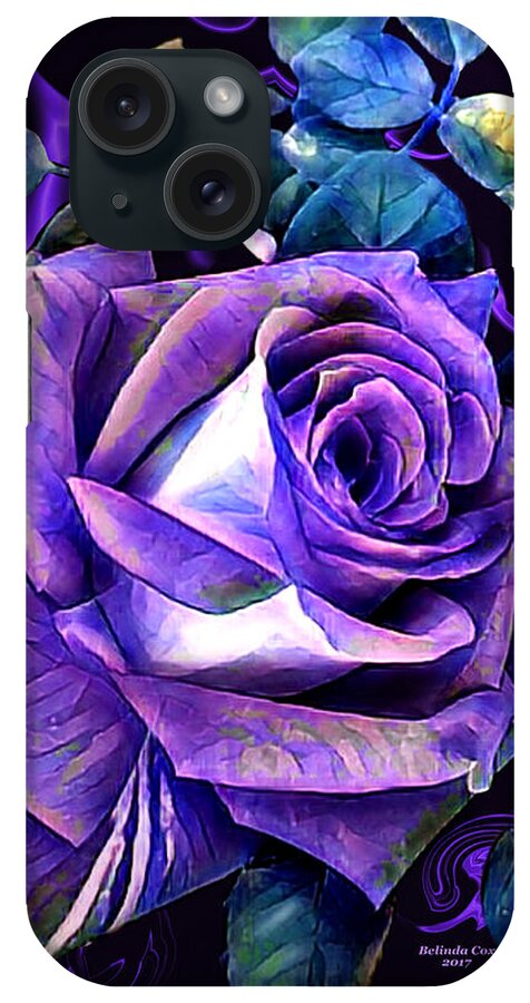 Digital Art iPhone Case featuring the digital art Purple Rose Bud Painting by Artful Oasis