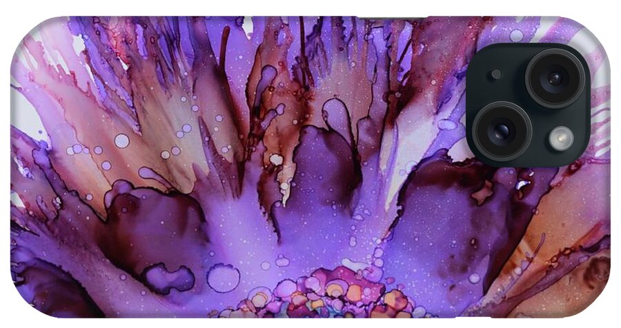 Sunflower iPhone Case featuring the painting Purple sunflower by Beth Kluth