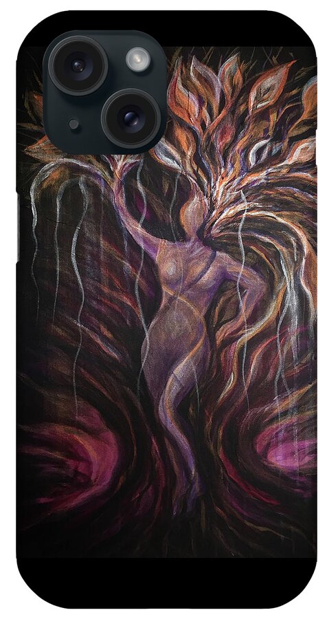 Purple iPhone Case featuring the painting Purple Tree Goddess by Michelle Pier