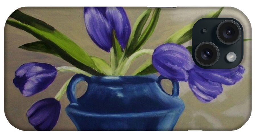 Tulips iPhone Case featuring the painting Purple Tulips by Peggy Miller
