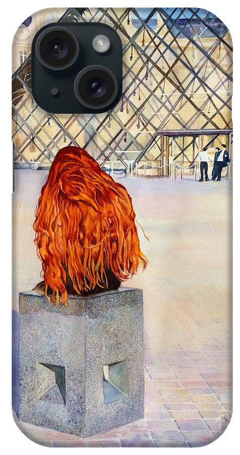 Painting iPhone Case featuring the painting Pyramide du Louvre - Paris - France by Francoise Chauray