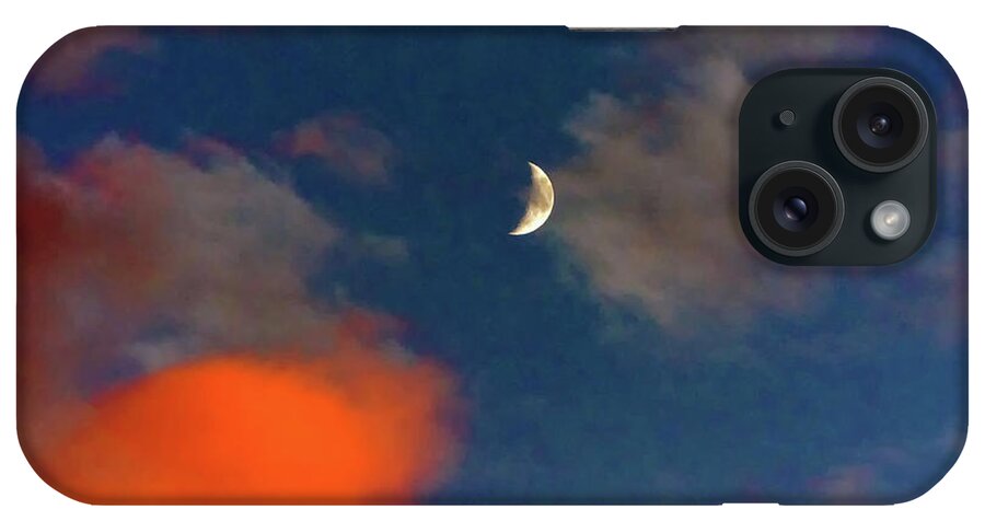 Quarter Moon Sunset iPhone Case featuring the photograph Quarter Moon Sunset 2 by Steve Harrington