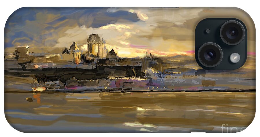 Quebec iPhone Case featuring the digital art Quebec on the St-Lawrence by Louise Lavallee