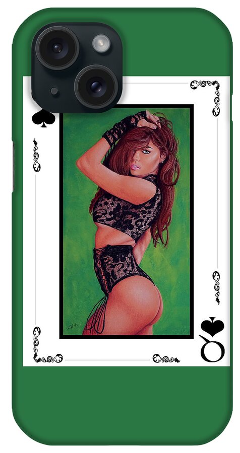 Joe Ogle iPhone Case featuring the painting Queen of Spades by Joseph Ogle