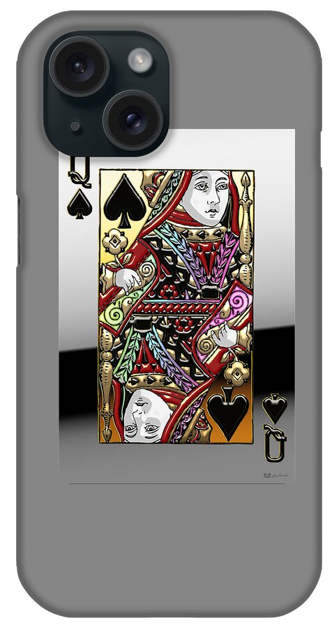 'gamble' Collection By Serge Averbukh iPhone Case featuring the digital art Queen of Spades  by Serge Averbukh