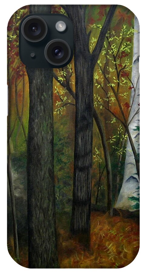 Autumn iPhone Case featuring the painting Quiet Autumn Woods by FT McKinstry
