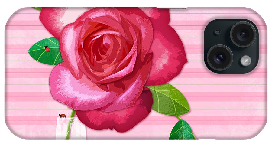 R Is For Rose iPhone Case featuring the digital art R is for Rose by Valerie Drake Lesiak