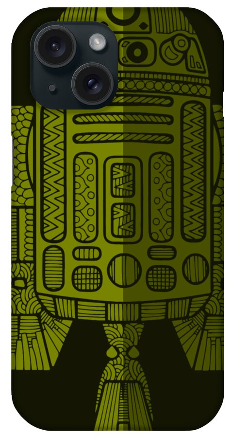 R2d2 iPhone Case featuring the mixed media R2D2 - Star Wars Art - Green 2 by Studio Grafiikka