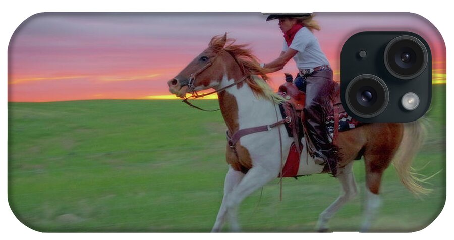 Horse iPhone Case featuring the photograph Racing the Sunset by Amanda Smith