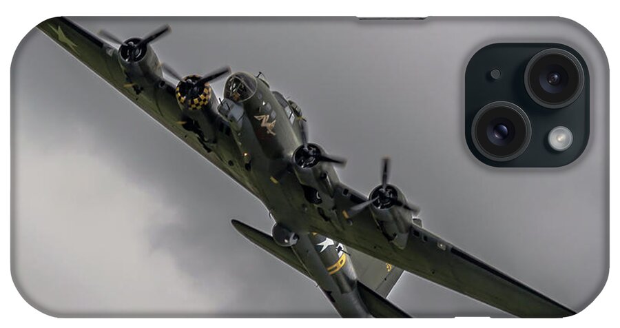 2 iPhone Case featuring the photograph RAF Scampton 2017 - B-17 Flying Fortress Sally B Turning by Scott Lyons