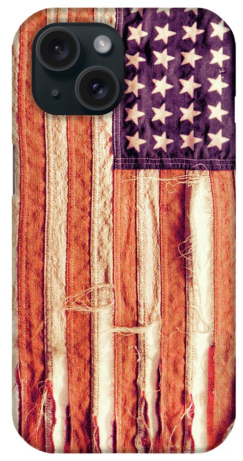 American iPhone Case featuring the photograph Ragged American Flag by Jill Battaglia