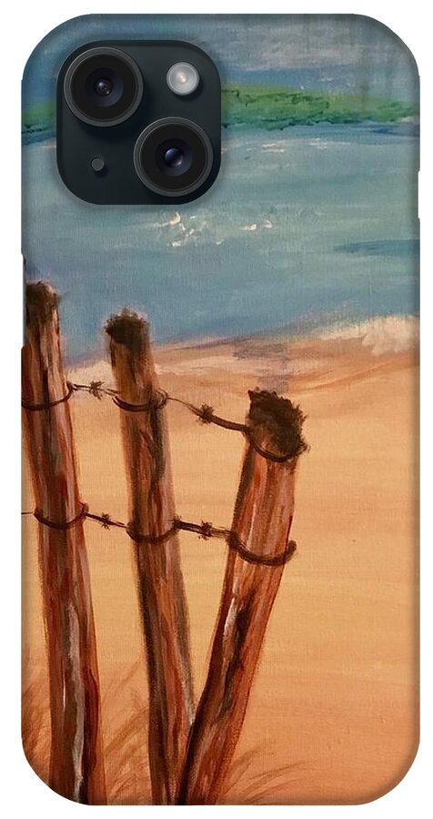 Acrylic iPhone Case featuring the painting Lonely Beach by Laura Jaffe