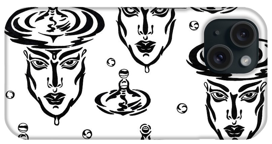 B&w iPhone Case featuring the drawing Rain by Yelena Tylkina