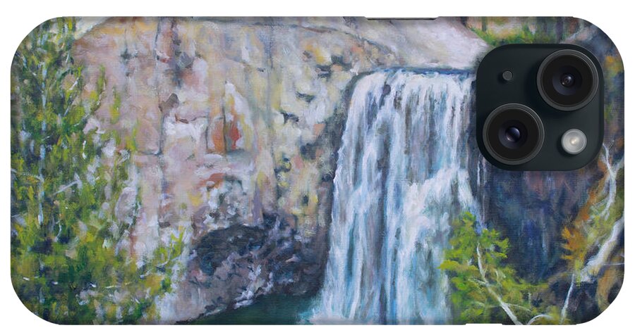 Rainbow iPhone Case featuring the painting Rainbow Falls, Devil's Postpile NM by Kerima Swain