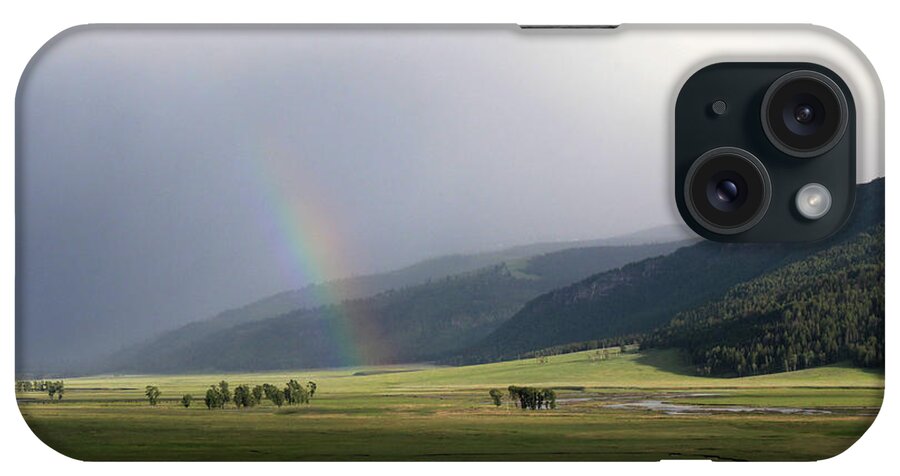 Rainbow iPhone Case featuring the photograph Rainbow Hayden Valley Yellowstone USA by Bob Savage