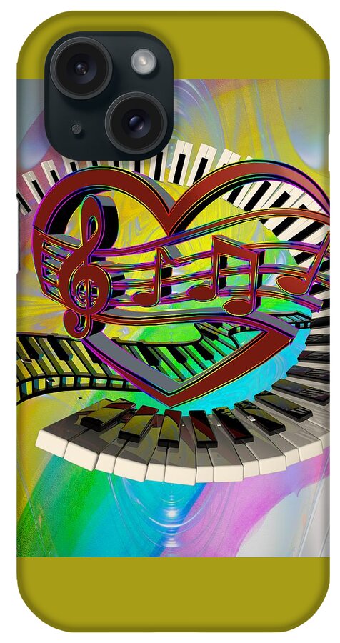 Rainbow Love Of Music # Music #rainbow Heart # Heart#valentine's Day # iPhone Case featuring the photograph Rainbow Love of Music by Louis Ferreira