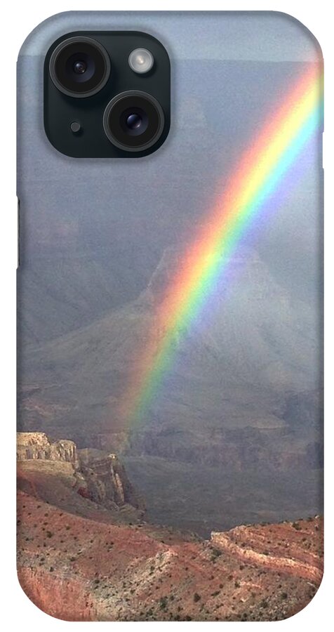 Rainbow iPhone Case featuring the photograph Rainbow Meets Mather Point by Michael Oceanofwisdom Bidwell