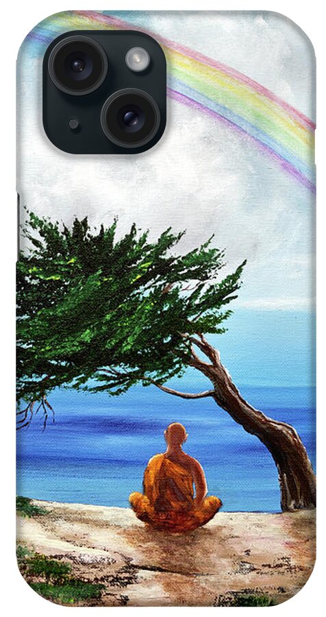 Buddha iPhone Case featuring the painting Rainbow of Hope by Laura Iverson