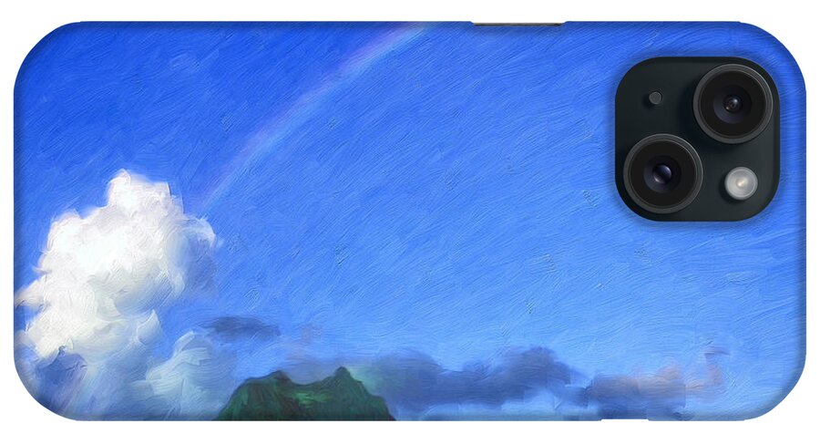 Rainbow iPhone Case featuring the painting Rainbow Over Bora Bora by Dominic Piperata