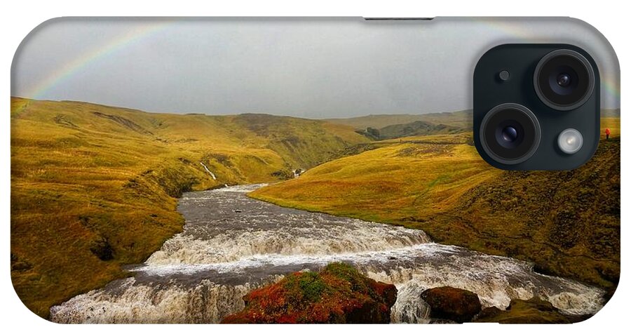 Skogafoss iPhone Case featuring the photograph Rainbow over Falls on Skoga River by William Slider