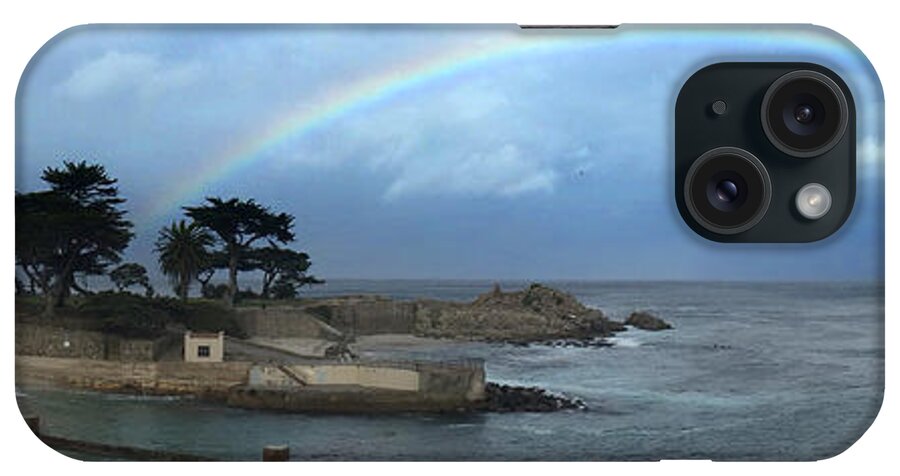 Rainbow iPhone Case featuring the photograph Rainbow over Lovers Point Pacific Grove 2015 by Monterey County Historical Society