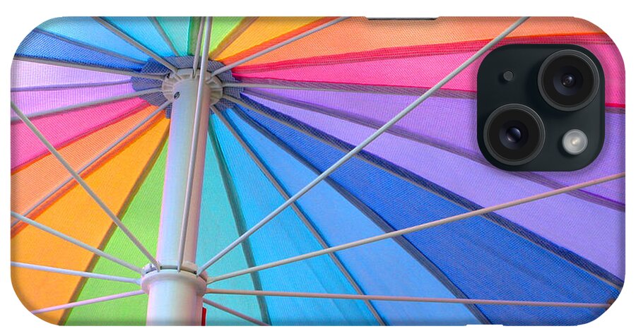 Umbrella iPhone Case featuring the photograph Rainbow Umbrella by Cathy Kovarik