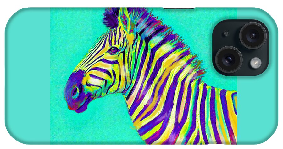 Jane Schnetlage iPhone Case featuring the digital art Rainbow zebra 2013 by Jane Schnetlage