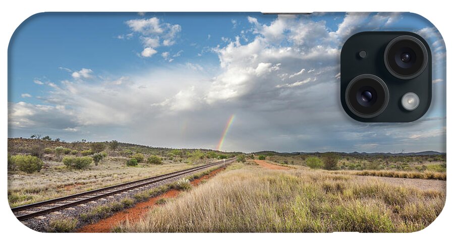 Spring iPhone Case featuring the photograph Rainbows Over Ghan Tracks by Racheal Christian