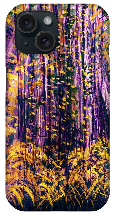 #rainforest #trees #forests #art #artist #beautiful #colorful #expressionism #greenliving #landscape #nature #natureaddict #newartwork #painting #trees iPhone Case featuring the painting Rainforest by Allison Constantino