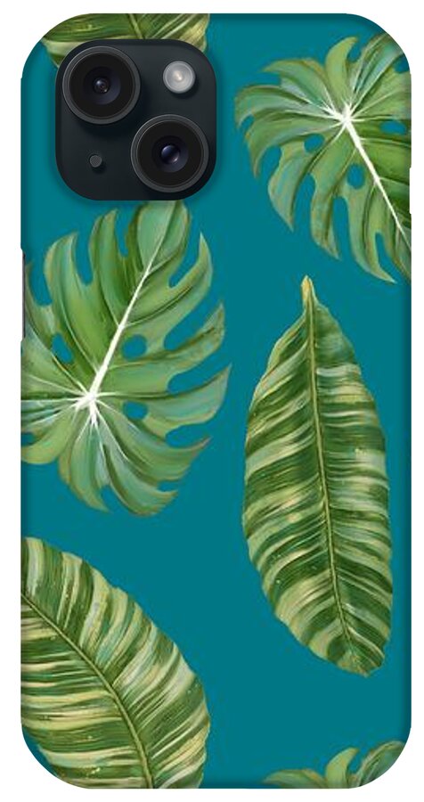 Tropical iPhone Case featuring the painting Rainforest Resort - Tropical Leaves Elephant's Ear Philodendron Banana Leaf by Audrey Jeanne Roberts