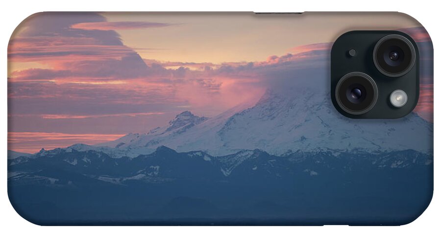 Mount Rainier iPhone Case featuring the photograph Rainier Lenticular Clouds Sunrise by Mike Reid