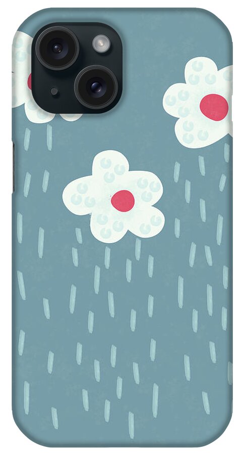 Raining iPhone Case featuring the digital art Raining Flowery Clouds by Boriana Giormova