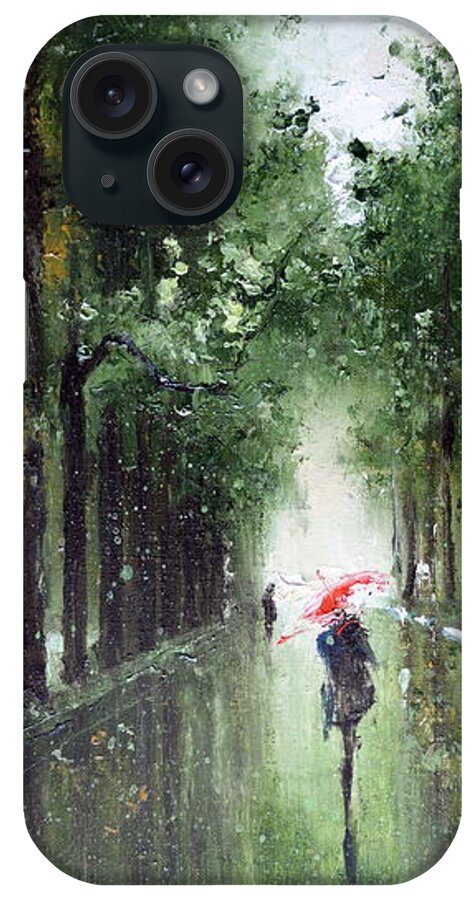Russian Artists New Wave iPhone Case featuring the painting Rainy Autumn by Igor Medvedev
